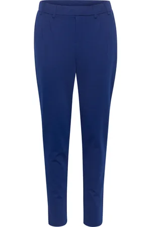 Kaffe Bukser, Dame, Blå, S, Uld, Blå Slim Fit Elastisk Talje Bukser