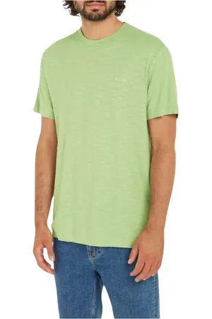 Calvin Klein Top, Herre, Grøn, XL, Bomuld, Bomuld Linned Herre T-shirt