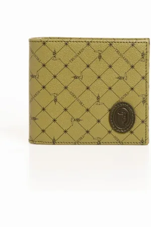 Trussardi Tilbehør, Herre, Grøn, ONE SIZE, Læder, Monogram Læder Pung med 70ers Print