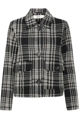INWEAR Jakke, Dame, Sort, XS, Uld, Sort og hvid jakke med skjortekrave