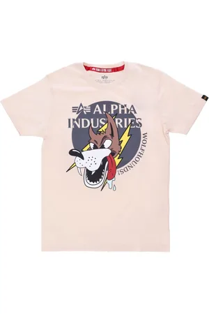 Alpha Industries Top, Herre, Lyserød, XL, Bomuld, Wolfhounds Tee Jet Stream White