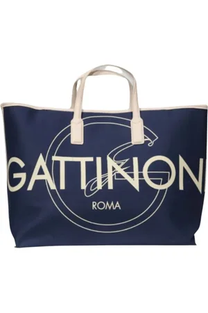 Gattinoni Taske, Dame, Blå, ONE SIZE, Uld, Stilfuld Logo Shopping Taske til Kvinder
