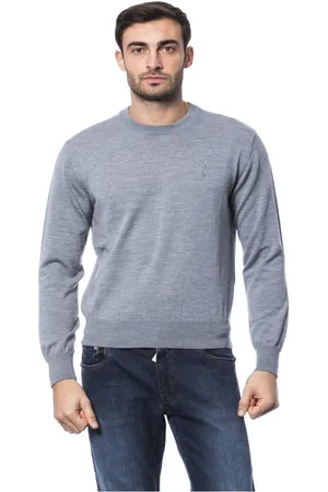 BILLIONAIRE Strik, Herre, Grå, S, Uld, Merino Uld Rundhals Broderet Sweater
