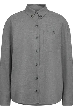 Mos Mosh Bluser & Skjorter, Dame, Grå, L, Polyester, Oversized Skjorte med Blød Kvalitet