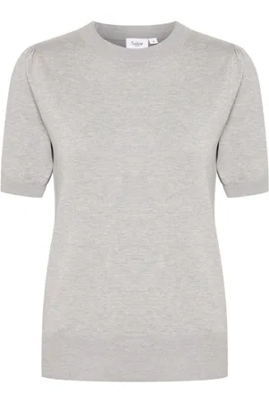 Saint Tropez Strik, Dame, Grå, L, Uld, Perlegrå Mel Pullover Sweater