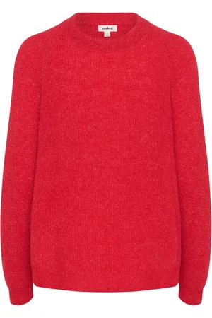 Soaked in Luxury Strik, Dame, Rød, L, Uld, Raglan Pullover Strik Salsa