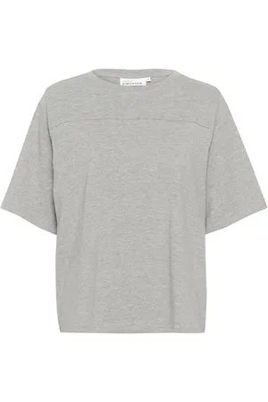 Karen by Simonsen Top, Dame, Grå, XL, Uld, Enkel Grå Tee Top