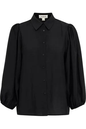 Soaked in Luxury Bluser & Skjorter, Dame, Sort, L, Feminin Sort Skjorte med Pufærmer