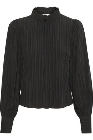 Karen by Simonsen Bluser & Skjorter, Dame, Sort, 3XL, Frill Skjortebluse Meteorite