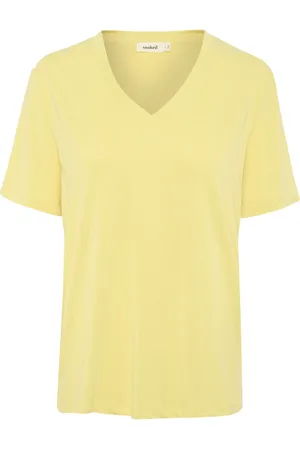 Soaked in Luxury Top, Dame, Gul, S, Uld, Løstsiddende V-Hals Top Endive