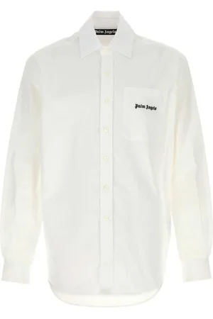 Palm Angels Skjorte, Herre, Hvid, XL, Bomuld, Klassisk Hvid Poplin Skjorte