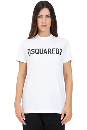 Dsquared2 Top, Dame, Hvid, L, Bomuld, Hvid T-shirt med Maxi Logo Print