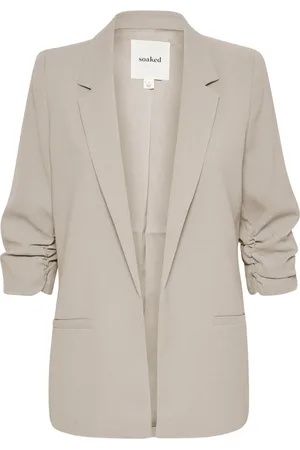 Soaked in Luxury Jakke, Dame, Grå, L, Uld, Stilfuld Blazer Jakke Shadow