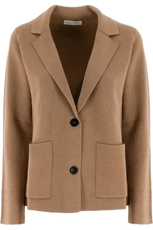 LE TRICOT PERUGIA Jakke, Dame, Brun, L, Elegant strikket blazer med reverskrave
