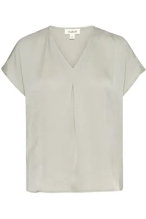 Soaked in Luxury Top, Dame, Grå, S, Feminin V-hals Top Bluse Shadow