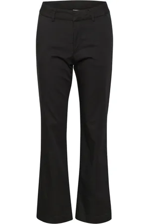 Kaffe Bukser, Dame, Sort, M, Bomuld, Flared Chino Bukser Sort Dyb