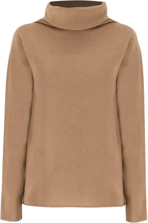LE TRICOT PERUGIA Strik, Dame, Brun, L, Uld, Elegant Turtleneck Jumper
