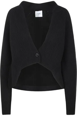 NUDE Strik, Dame, Sort, S, Uld, Ribbet Mini Cardigan Strik