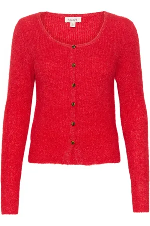 Soaked in Luxury Strik, Dame, Rød, L, Uld, Petit Cardigan Strik Salsa
