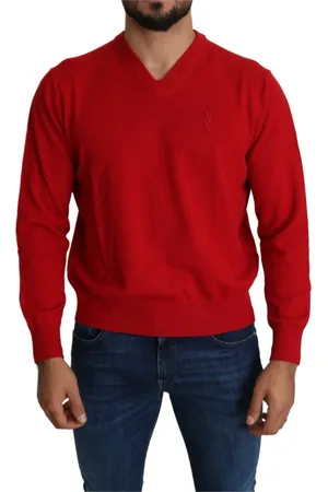 BILLIONAIRE Strik, Herre, Rød, XL, Uld, Ikonisk Rød Uld Broderet Sweater
