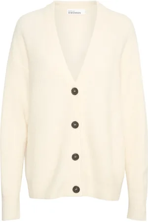 Karen by Simonsen Strik, Dame, , M, Uld, Lang Cardigan Strik Egret