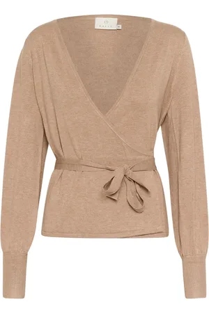 Kaffe Strik, Dame, , XS, Uld, Wrap Cardigan Feather Gray Melange