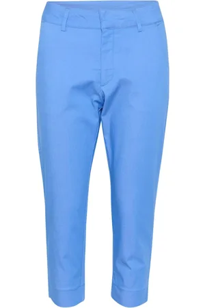 Kaffe Bukser, Dame, Blå, 3XL, Uld, Stilfulde Ultramarine Capri Bukser