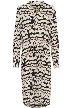 Soaked in Luxury Kjole, Dame, , M, Zig Zag Print Kjole med V-Hals