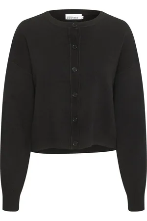 Karen by Simonsen Strik, Dame, Sort, XS, Uld, Meteorit Kort Cardigan Strik