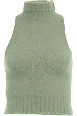 Pinko Strik, Dame, Grøn, XS, Uld, Glitter Turtleneck Strik Top