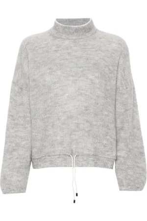 Brunello Cucinelli Strik, Dame, Grå, M, Uld, Ribstrikket sweater