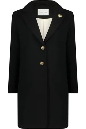 Fabienne Chapot Frakke, Dame, Sort, M, Polyester, Sort Klassisk Frakke med Hjerte Pin