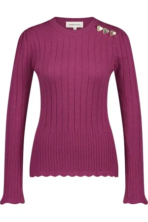 Fabienne Chapot Strik, Dame, Lyserød, XL, Stribet Pullover Sweater