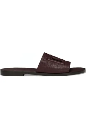 Dolce & Gabbana Sko, Dame, Rød, 42 1/2 EU, Læder, Burgundy Deerskin Logo Slides