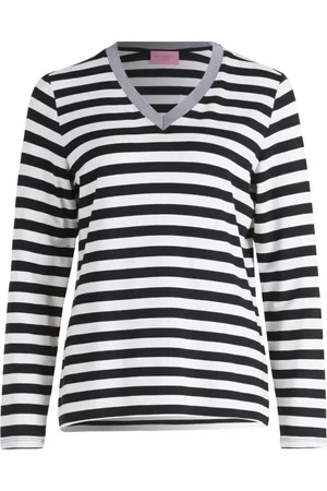 Betty Barclay Top, Dame, Sort, S, Stribet V-hals T-shirt