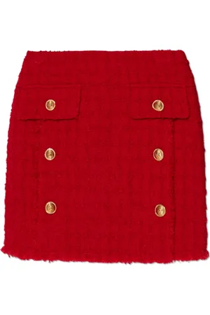 VERSACE Nederdel, Dame, Rød, XS, Tweed, Tweed nederdel