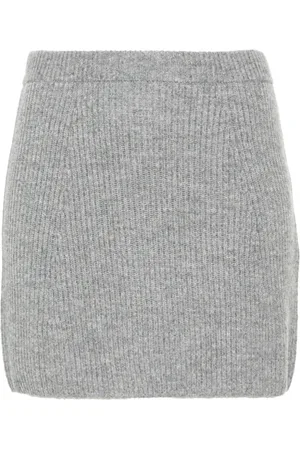 Sportmax Nederdel, Dame, Grå, S, Uld, Ribstrikket Grå Nederdel