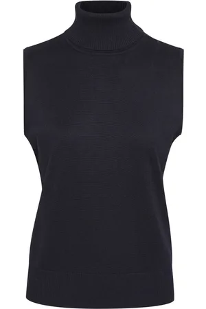 Saint Tropez Strik, Dame, Blå, M, Uld, Night Sky Strik Rullekrave Vest