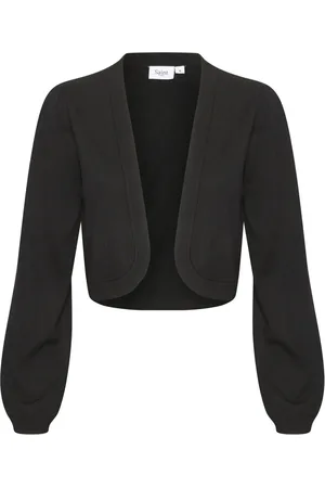 Saint Tropez Strik, Dame, Sort, XS, Uld, Sort Bolero Sweater