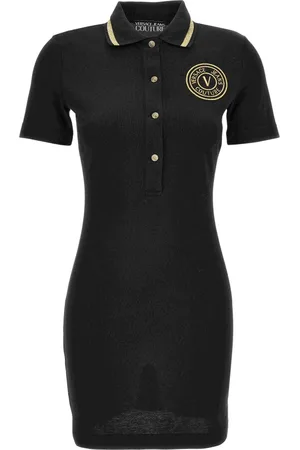 VERSACE Kjole, Dame, Sort, S, V-Emblem Sweaters