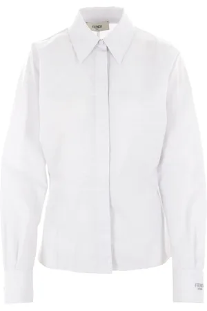 Fendi Bluser & Skjorter, Dame, Hvid, S, Bomuld, Hvid Stribet Bomuldsskjorte