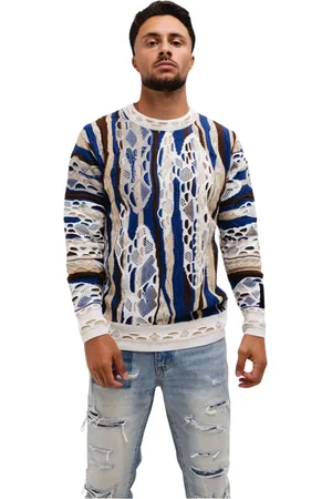Carlo Colucci Strik, Herre, Flerfarvet, L, Bomuld, Beige Herre Sweater Trendy Mønster