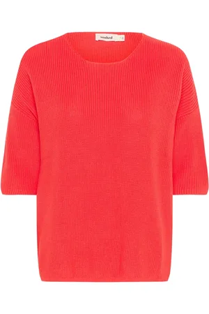 Soaked in Luxury Strik, Dame, Rød, M, Bomuld, Bomuldstrøje Hot Coral