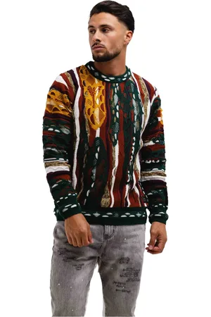 Carlo Colucci Strik, Herre, Flerfarvet, 2XL, Bomuld, Grøn Sweater Mænd Trendy Mønster