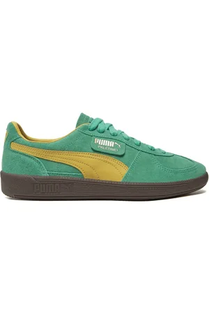 PUMA Sko, unisex, Grøn, 41 EU, Læder, Lædersneakers med ruskindsdetaljer