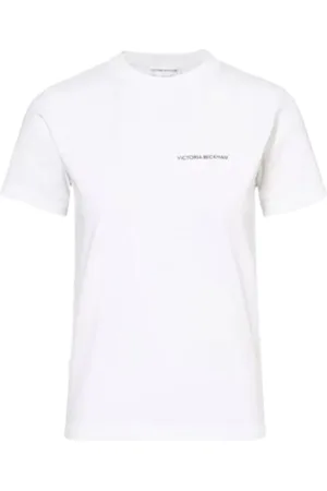 Victoria Beckham Top, Dame, Hvid, L, Logo Tee, Rund Hals, Slim Fit