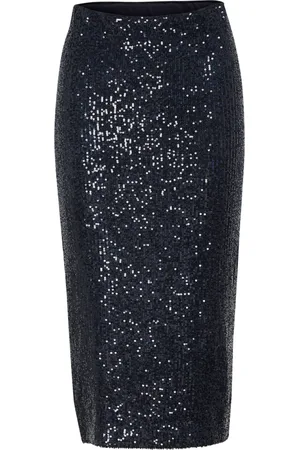 Soaked in Luxury Nederdel, Dame, Blå, XL, Paillet Nederdel Night Sky
