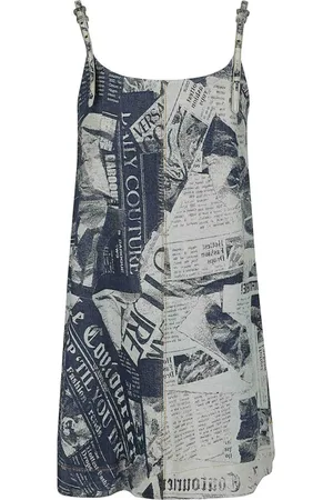 VERSACE Kjole, Dame, Blå, M, Designer Jeans Kollektion