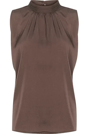 Saint Tropez Top, Dame, Brun, M, Elegant Draperet Top i Chokoladebrun