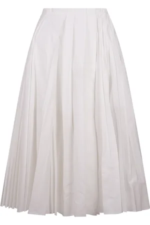 Jil Sander Nederdel, Dame, Hvid, XS, Bomuld, Hvid Plisseret Midi Nederdel